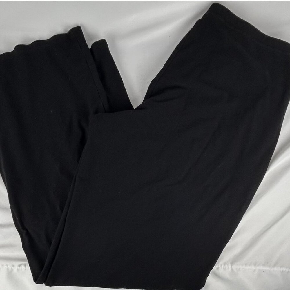 Eileen Fisher Black Viscose Stretch Crepe Dress Pants Womens L Pull On Straight
